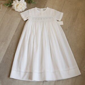 Boy's Smocked White Heirloom Special Occasion Gown 100% Cotton 6 Months NWOT